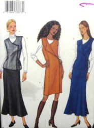 3247 EZ TIED JUMPER, VEST, LONG FLARE SKIRT PATTERN 6-10,18-22